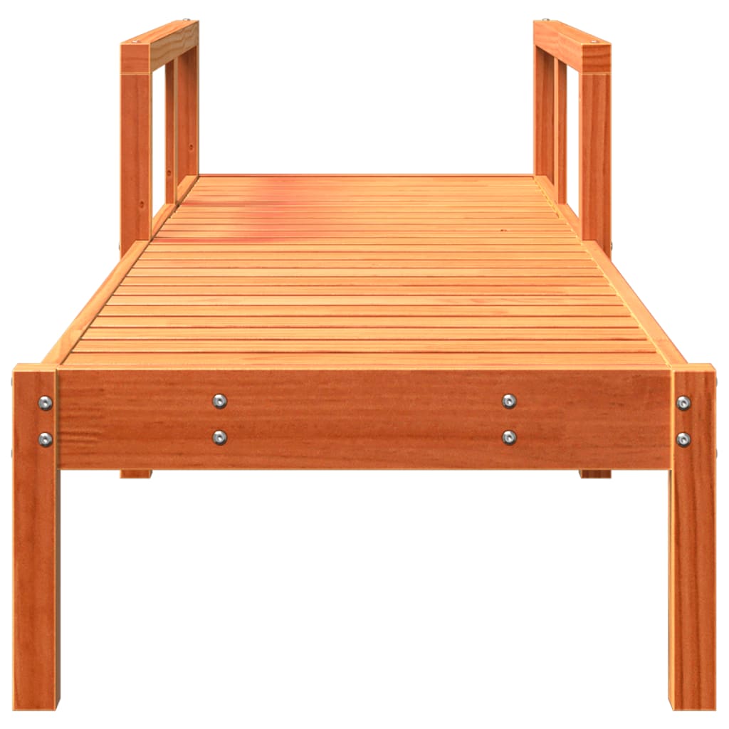 Tumbona De Madera Maciza De Pino Marrón Cera 199,5x62x55 Cm / Vetonek_4