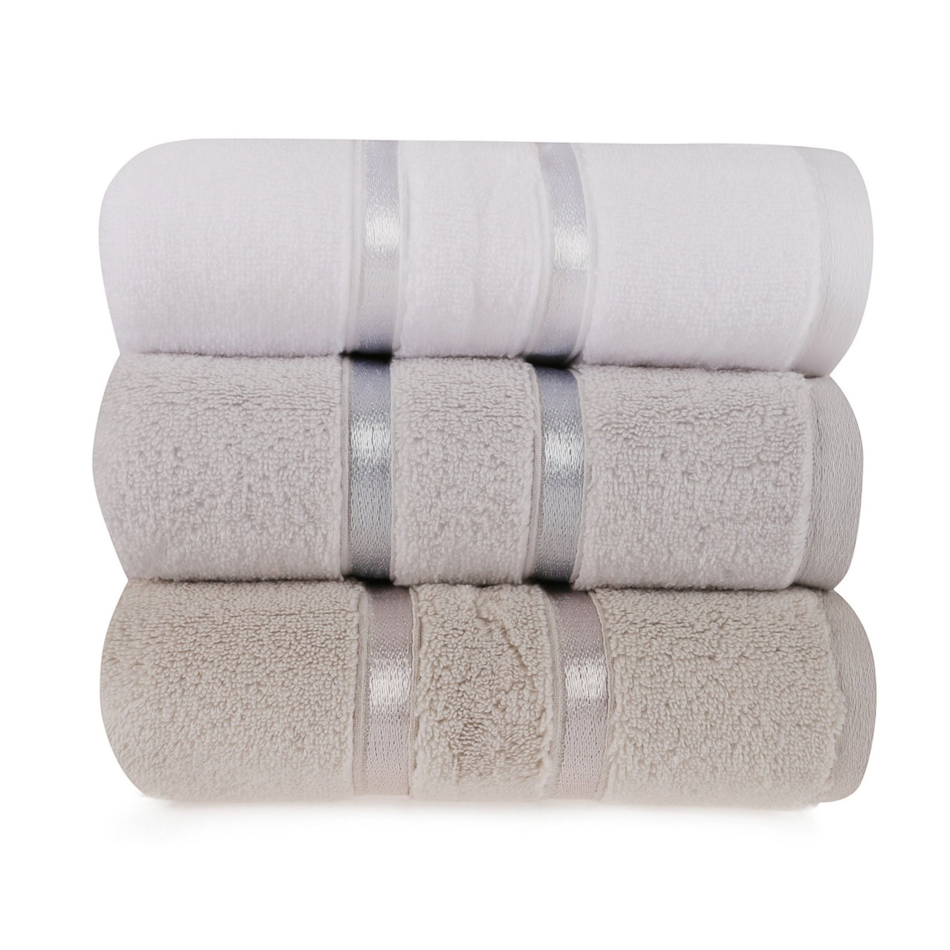 Juego De Toallas De Mano (3 Piezas) Blanco, Azul Claro, Marrón Claro