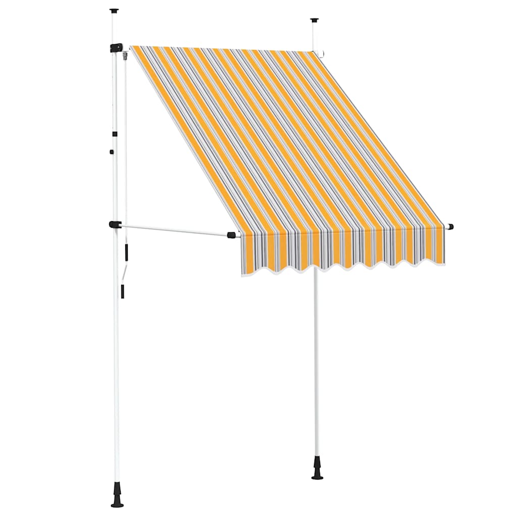 Toldo Manual Retráctil 150 Cm Amarillo Y Azul Rayas_0