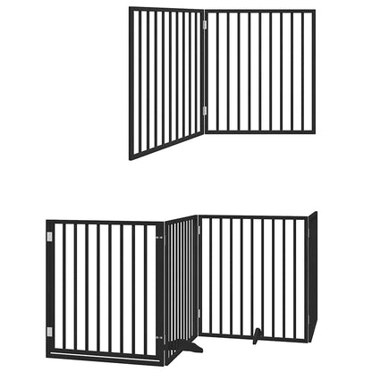 Vidaxl Puerta Para Perros Plegable 6 Paneles Madera Álamo Negra 480 Cm_2