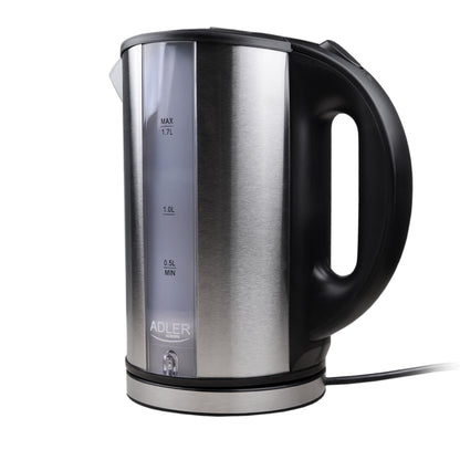 Hervidor Agua Eléctrico, 1,7l,  Acero Inox., Resistencia Oculta, Inalámbrico, Apagado Automático Adler Ad 1216, 2200w