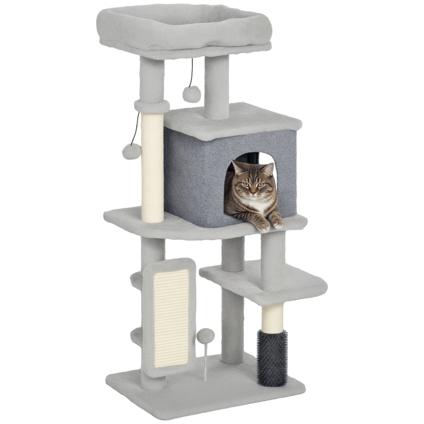 Pawhut Árbol Rascador Para Gatos Altura 104 Cm Con Almohadilla Para Rascar Gris_0