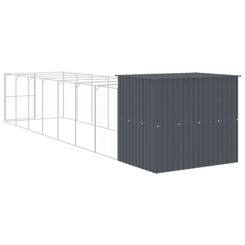 Vidaxl Caseta Perros Con Corral Acero Galvanizado Gris 214x865x181 Cm_4