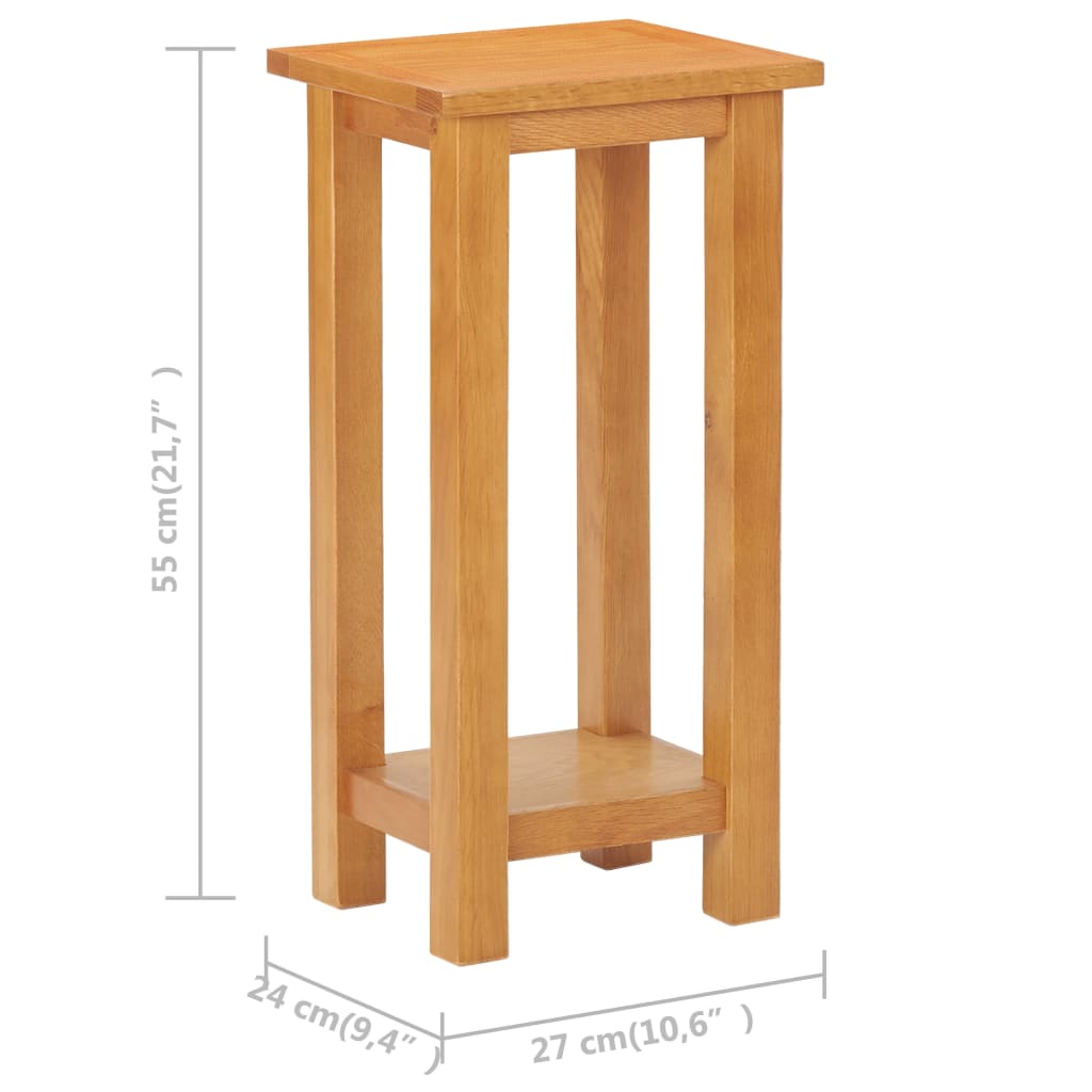 Mesa Auxiliar De Madera Maciza De Roble 27x24x55 Cm_4