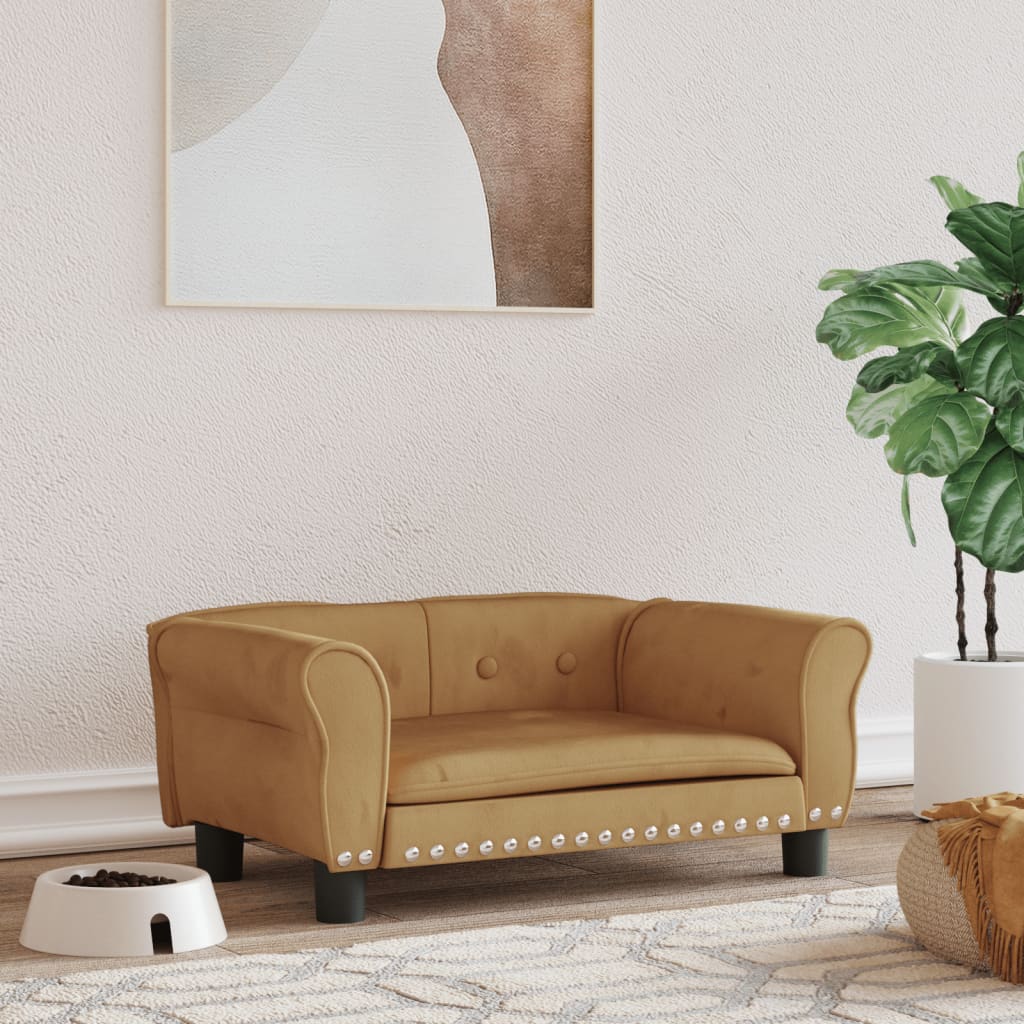 Cama Para Perros De Terciopelo Marrón 70x45x30 Cm / Vetonek_3