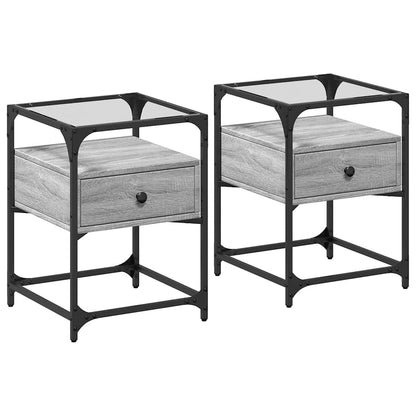 Mesita De Noche 2 Uds Madera Ingeniería Gris Sonoma 40x40x55 Cm_0