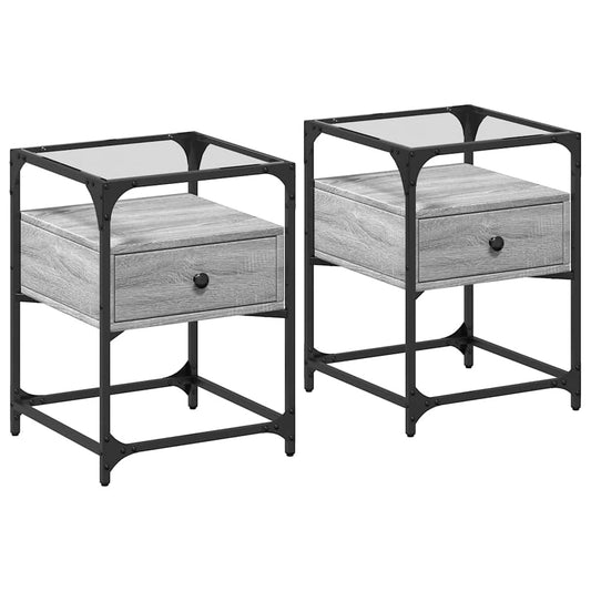 Mesita De Noche 2 Uds Madera Ingeniería Gris Sonoma 40x40x55 Cm_0