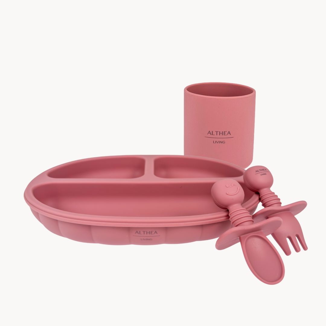 Vajilla De Silicona Orgánica - 8 Piezas - Rosa Profundo._1