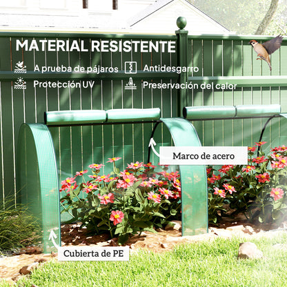 Outsunny Invernadero Con 4 Ventanas Estructura De Acero Y Pe 395x100x80 Cm Verde_3