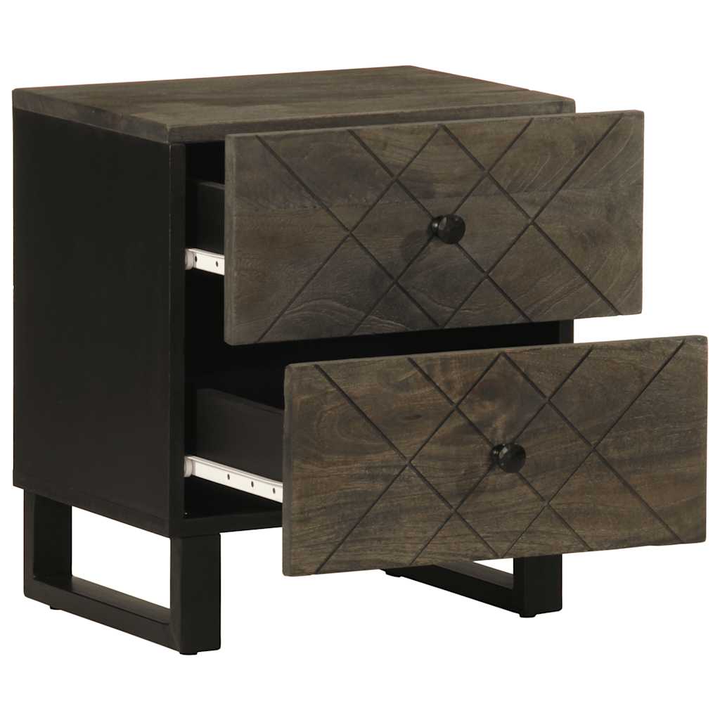 Mesitas De Noche 2 Uds Madera Maciza De Mango Negro 40x33x46 Cm_1