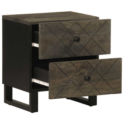 Mesitas De Noche 2 Uds Madera Maciza De Mango Negro 40x33x46 Cm_1