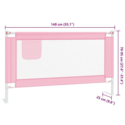 Vidaxl Barandilla De Seguridad Cama De Niño Rosa Tela 140x25 Cm_2
