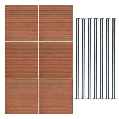 Vallas Para Exteriores De Wpc Y Aluminio - 6x Paneles + 7x Postes | Marrón_0