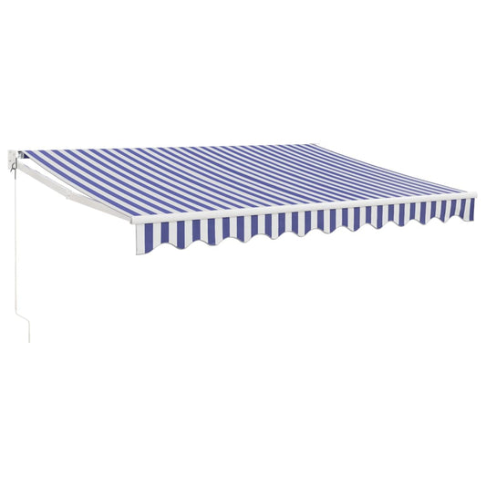 Toldo Retráctil Aluminio Y Tela Azul Y Blanco 3,5x2,5 M_0