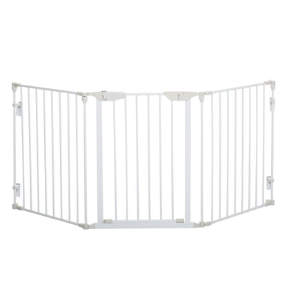 Pawhut Barrera Para Perros Plegable De 3 Paneles Con Cierre Inteligente Blanco_0