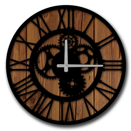 Reloj Decorativo Mdf Estilo Engranajes_0