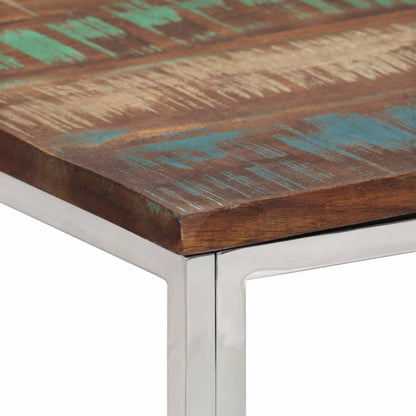 Mesa De Centro Acero Inoxidable Y Madera Reciclada Plateado_2