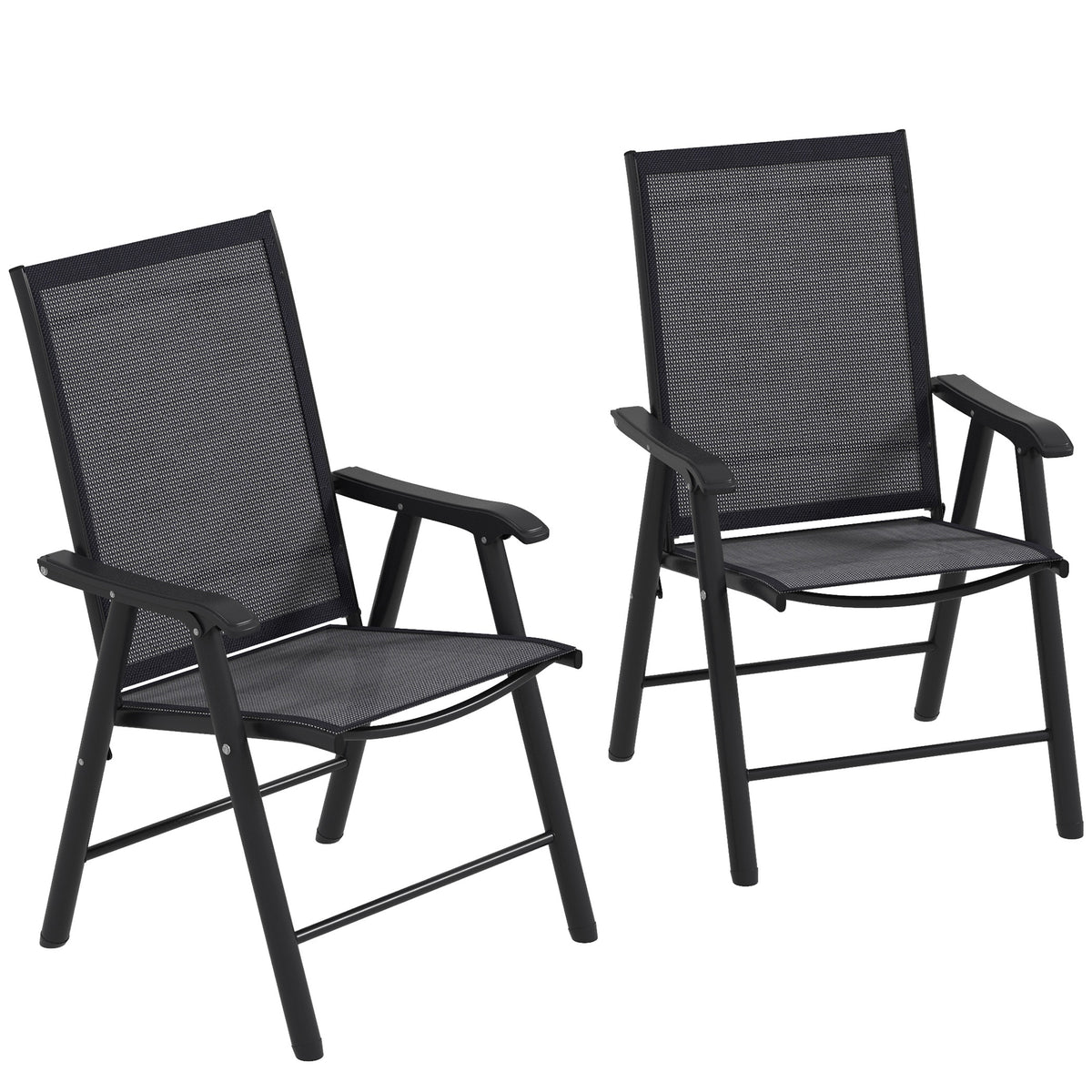 Outsunny Conjunto De 2 Sillas De Camping Plegables Con Reposabrazos Para Jardín_0