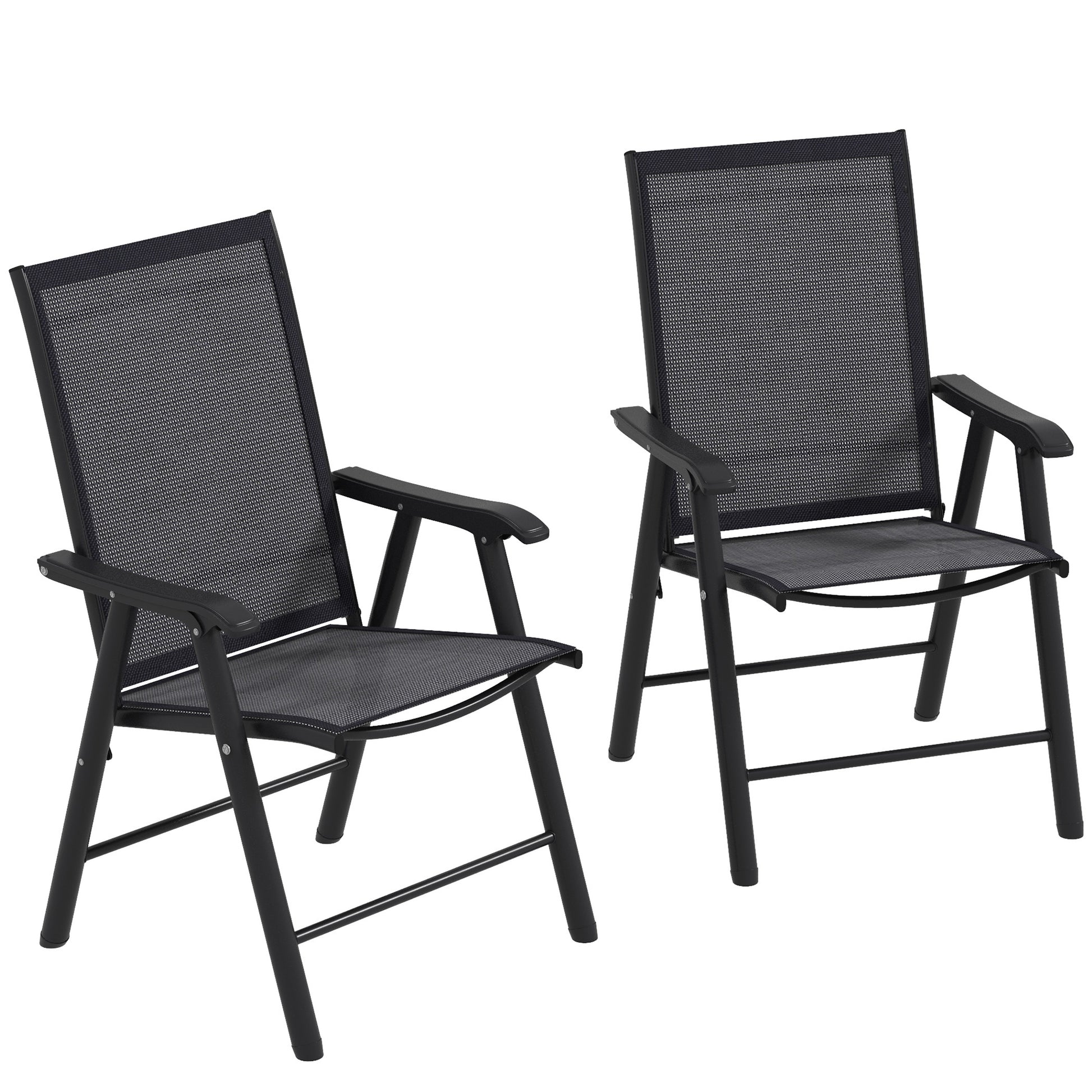 Outsunny Conjunto De 2 Sillas De Camping Plegables Con Reposabrazos Para Jardín_0