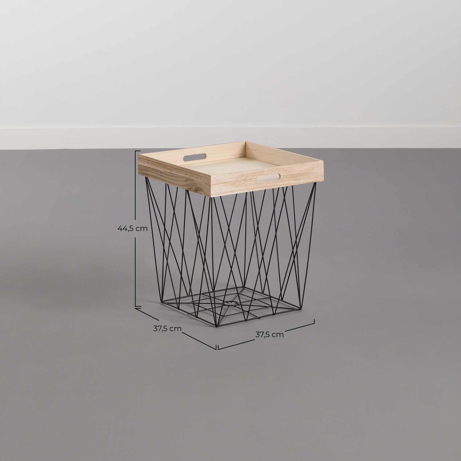 Mesita Auxiliar Cuadrada Tray Beige/negro 44,5x37,5x37,5cm Thinia Home_5