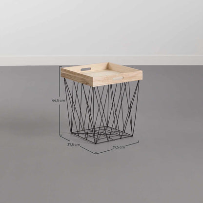 Mesita Auxiliar Cuadrada Tray Beige/negro 44,5x37,5x37,5cm Thinia Home_5
