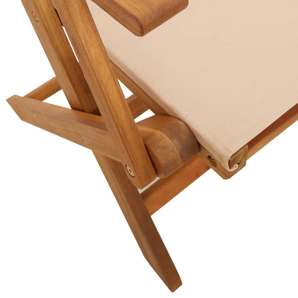 Set De Comedor De Jardín 5 Pzas Tela Madera Maciza Beige / Vetonek_3
