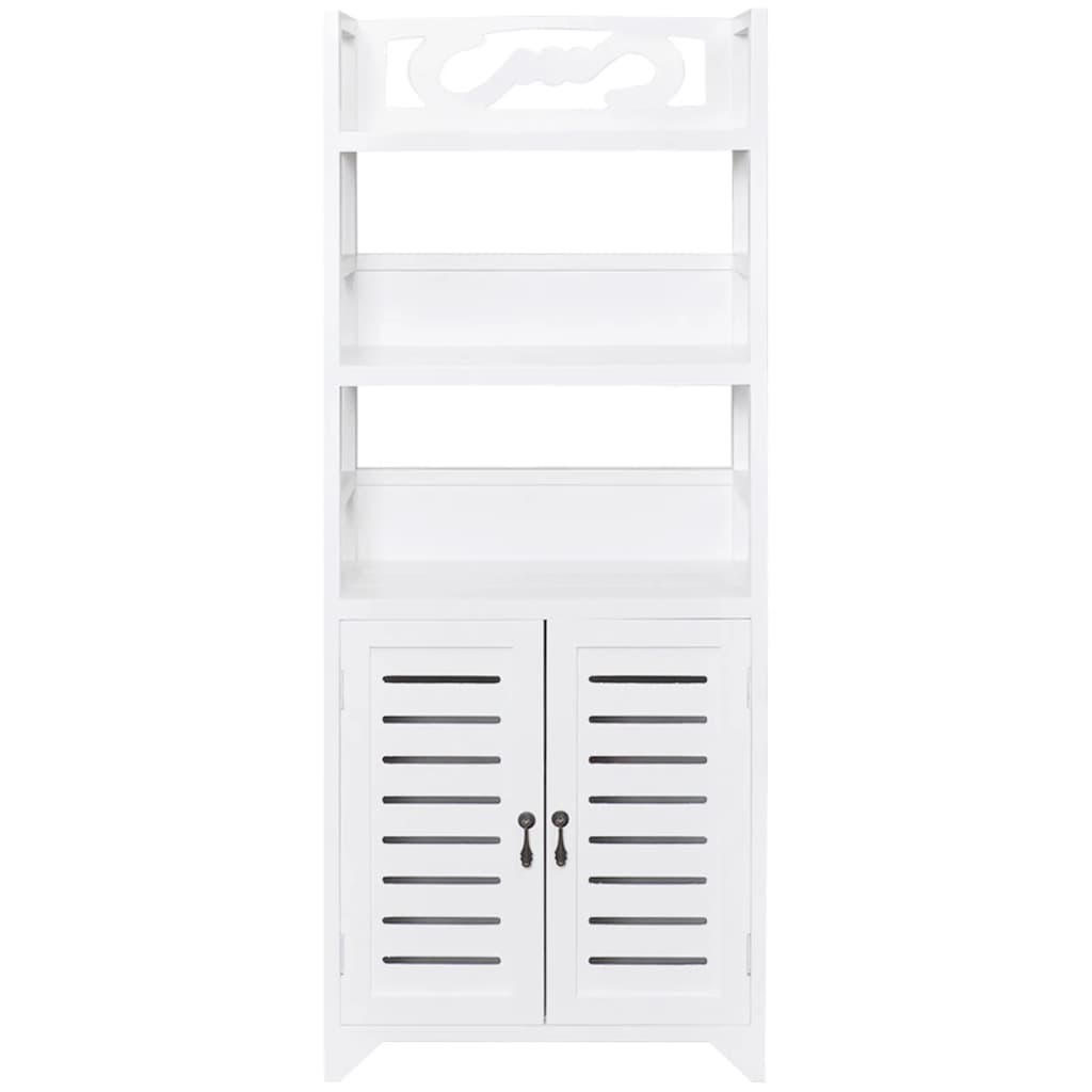 Mueble Expositor Madera Maciza De Paulownia Blanco 46x24x140 Cm_2