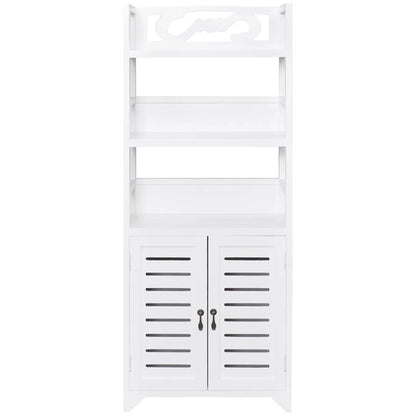 Mueble Expositor Madera Maciza De Paulownia Blanco 46x24x140 Cm_2