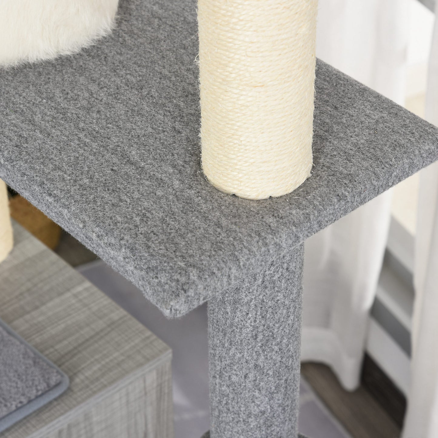 Pawhut Árbol Rascador Para Gatos Grande 61x49x160,5 Cm Múltiples Niveles Cueva_3