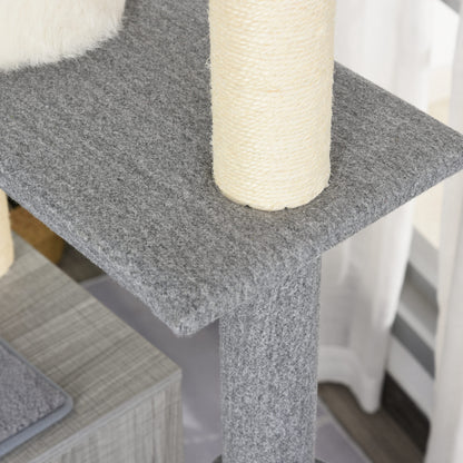 Pawhut Árbol Rascador Para Gatos Grande 61x49x160,5 Cm Múltiples Niveles Cueva_3
