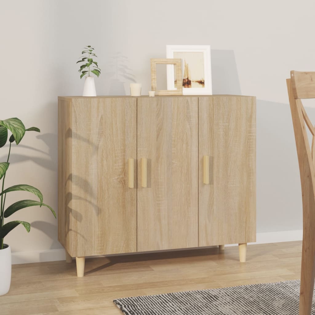 Aparador De Madera De Ingeniería Roble Sonoma 90x34x80 Cm / Vetonek_2