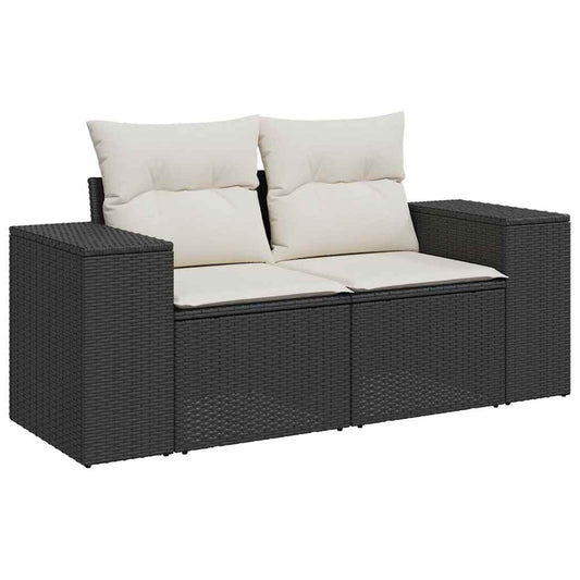 Set De Sofás De Jardín 7 Pzas Con Cojines Ratán Sintético Negro / Vetonek_0