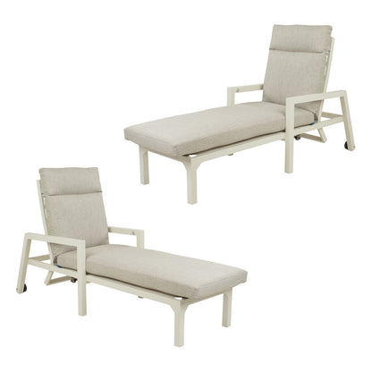 Pack 2 Tumbonas Reclinable, Con Cojín, Aluminio, Color Blanco, 220x68x99 Cm_0