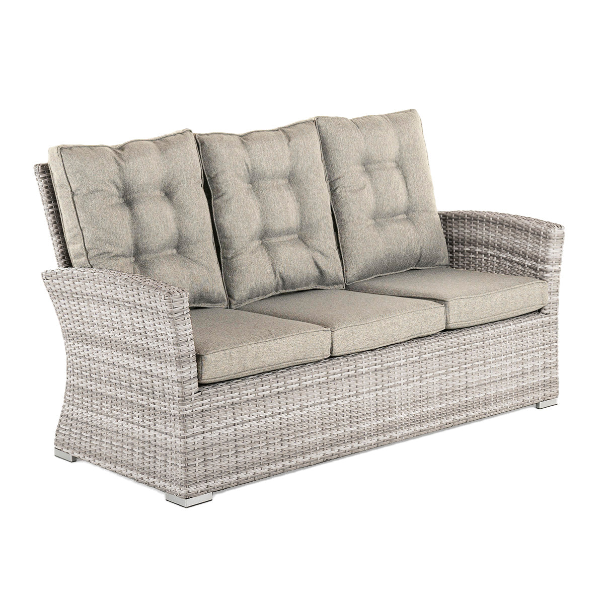 Sofá Duradero Aluminio, Ratán Sintético, Aluminio Y Ratán Sintético Plano, Color Gris Claro, Sofa:72x170x93_0