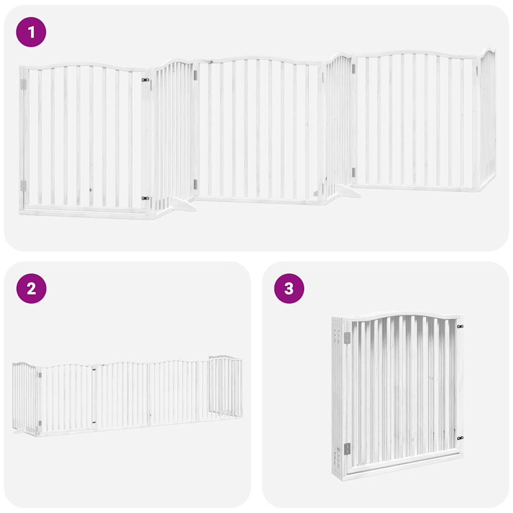 Vidaxl Puerta De Perros Plegable 6 Paneles Madera Álamo Blanca 480 Cm_3