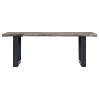Mesa De Centro Borde Natural Acacia Maciza Gris 115x60x40 Cm_0