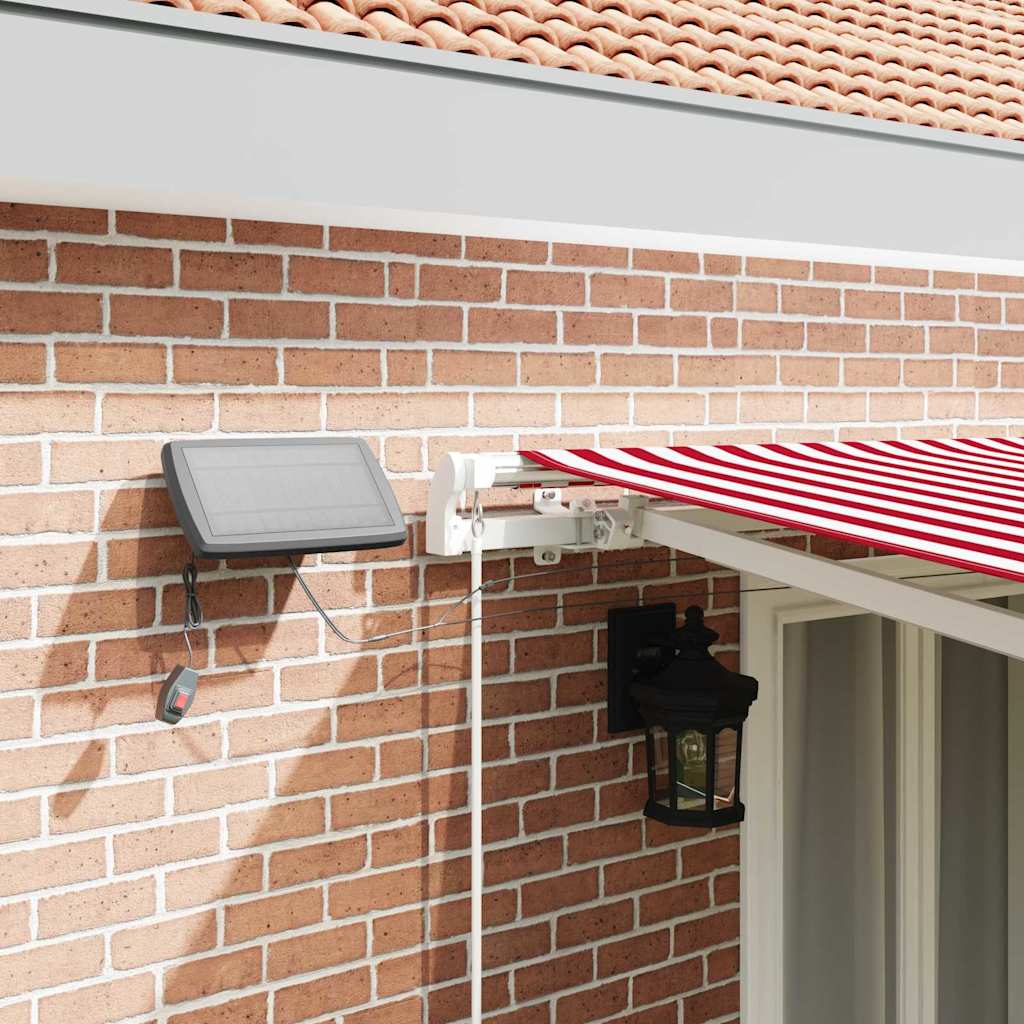 Toldo Retráctil Rojo Y Blanco 500 X 350 Cm Tela Y Aluminio_3