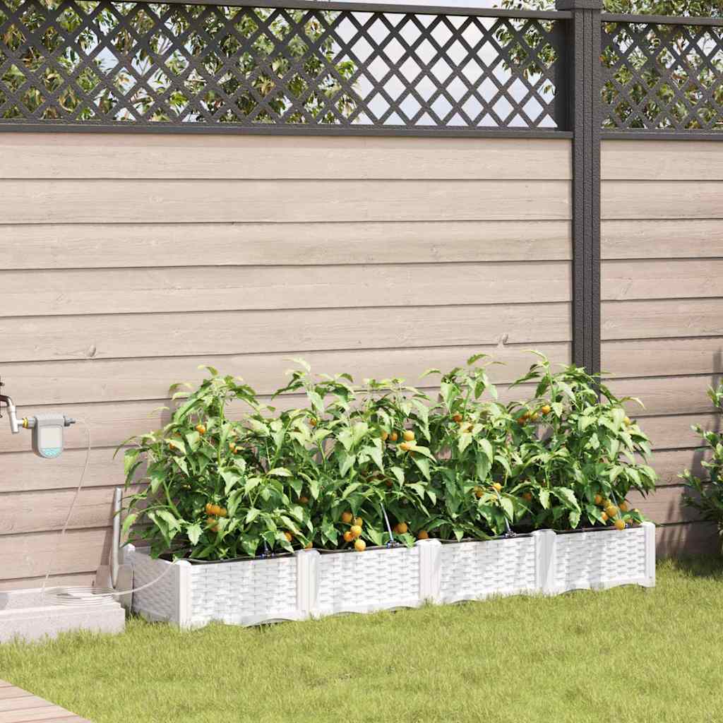 Macetero De Jardín 4 Uds. Blanco 160 X 40 X 22 Cm Pp_1