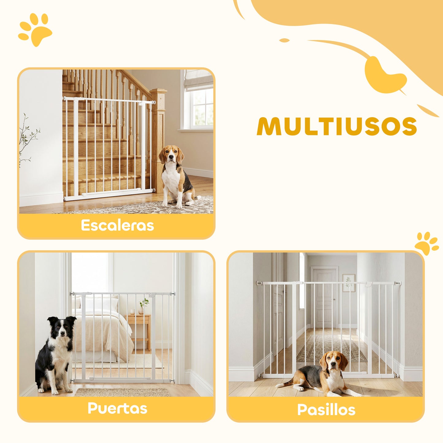 Pawhut Barrera De Seguridad Extensible Para Puertas Y Escaleras Para Perros Y Bebé_4