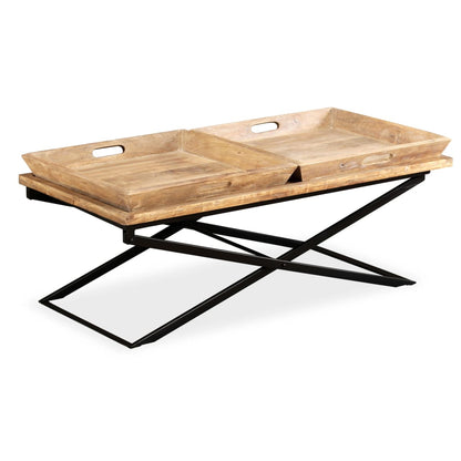 Mesa De Centro De Madera Maciza De Mango 110x55x42 Cm_0