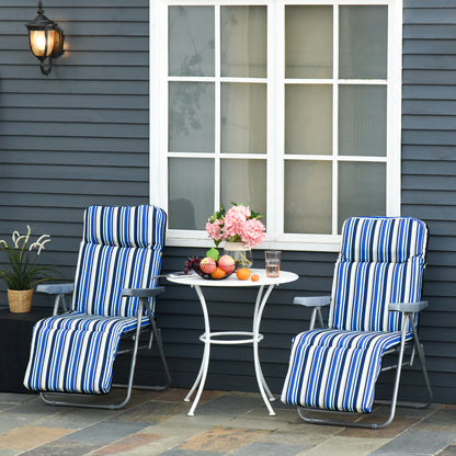 Outsunny 2 Tumbonas Plegables Con Respaldo Ajustable 60x75x65-102 Cm Rayas Azul_1