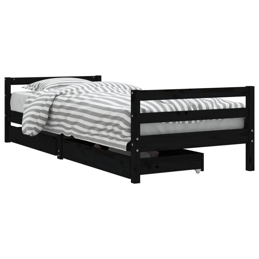Vidaxl Estructura De Cama Niños Con Cajones Madera Pino Negro 80x200cm_0