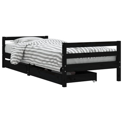 Vidaxl Estructura De Cama Niños Con Cajones Madera Pino Negro 80x200cm_0