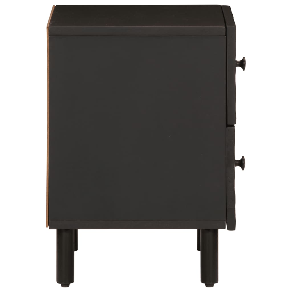 Mesitas De Noche 2 Uds Madera Maciza De Mango Negro 40x33x46 Cm_3
