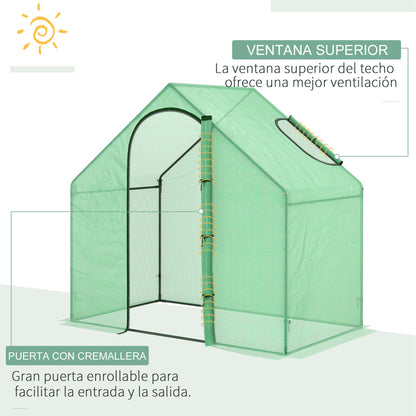 Outsunny Invernadero Pequeño Con Puerta Con Cremallera 180x100x168 Cm Verde_3