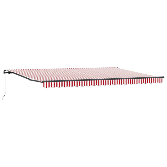 Toldo Retráctil Rojo Y Blanco 500 X 300 Cm Poliéster Y Aluminio_0