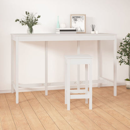 Mesa Alta De Bar Madera Maciza De Pino Blanco 180x80x110 Cm_4
