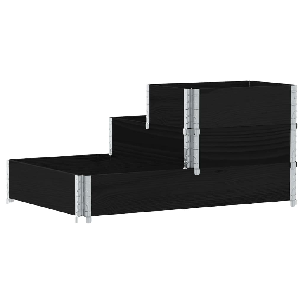 Arriate Elevado De 3 Niveles Madera Maciza Pino Negro 120x80 Cm_4