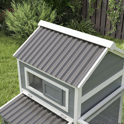 Pawhut Gallinero Para Exterior Con Columpio Perchas 315,5x150,5x140,5 Cm Gris_3
