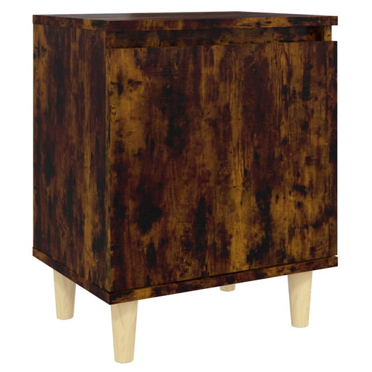 Mesita De Noche Con Patas Madera Roble Ahumado 40x30x50 Cm_0